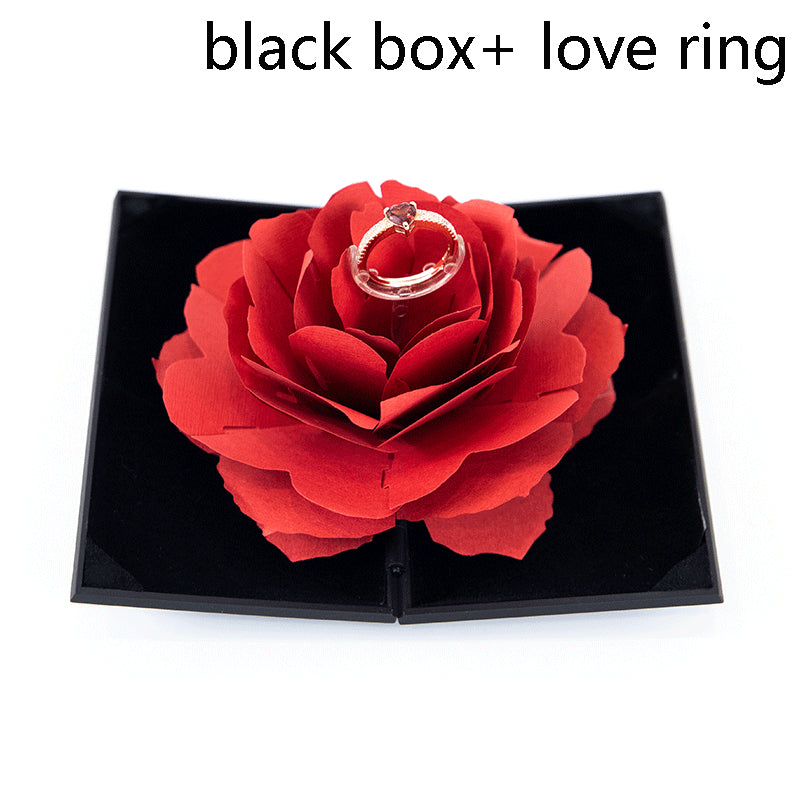 Cherished Moments 3D Love Box Heart Shaped Rose Flower Rotating Ring Box