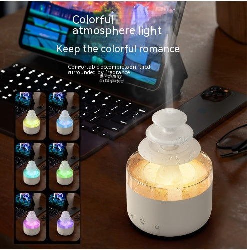 Weljoy Zen Rain Cloud Night Light Aromatherapy Essential Oil Diffuser Micro Humidifier Desk Fountain Bedside Sleep Relaxation Mood Water Drop Sound