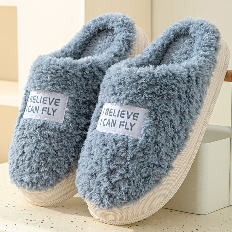 Winter Warm Thick Sole Slippers: Indoor and Outdoor Fluffy Shoes