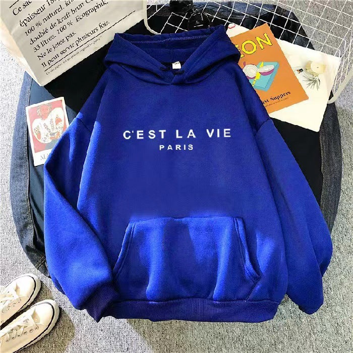 Student Hoodie with Letter Print: Loose Hooded Sweater for Sports