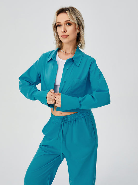 Women Two Piece Outfits For Women Long Sleeve Button Down Wide Leg Loungewear Pajama Set