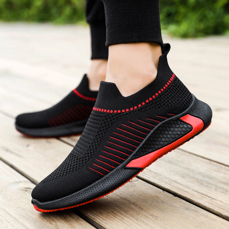 Striped Mesh Slip On Sneakers for Men Casual Lightweight and Breathable for Outdoor Sports