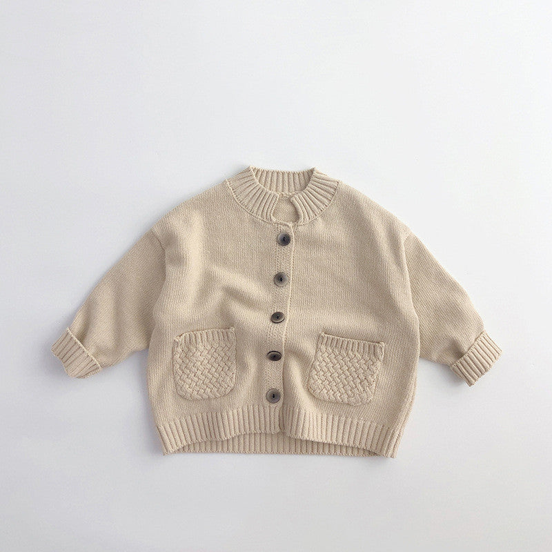 Cozy Chic Children Knitted Stand Up Collar Cardigan Top Perfect for Keeping Them Stylish and Warm