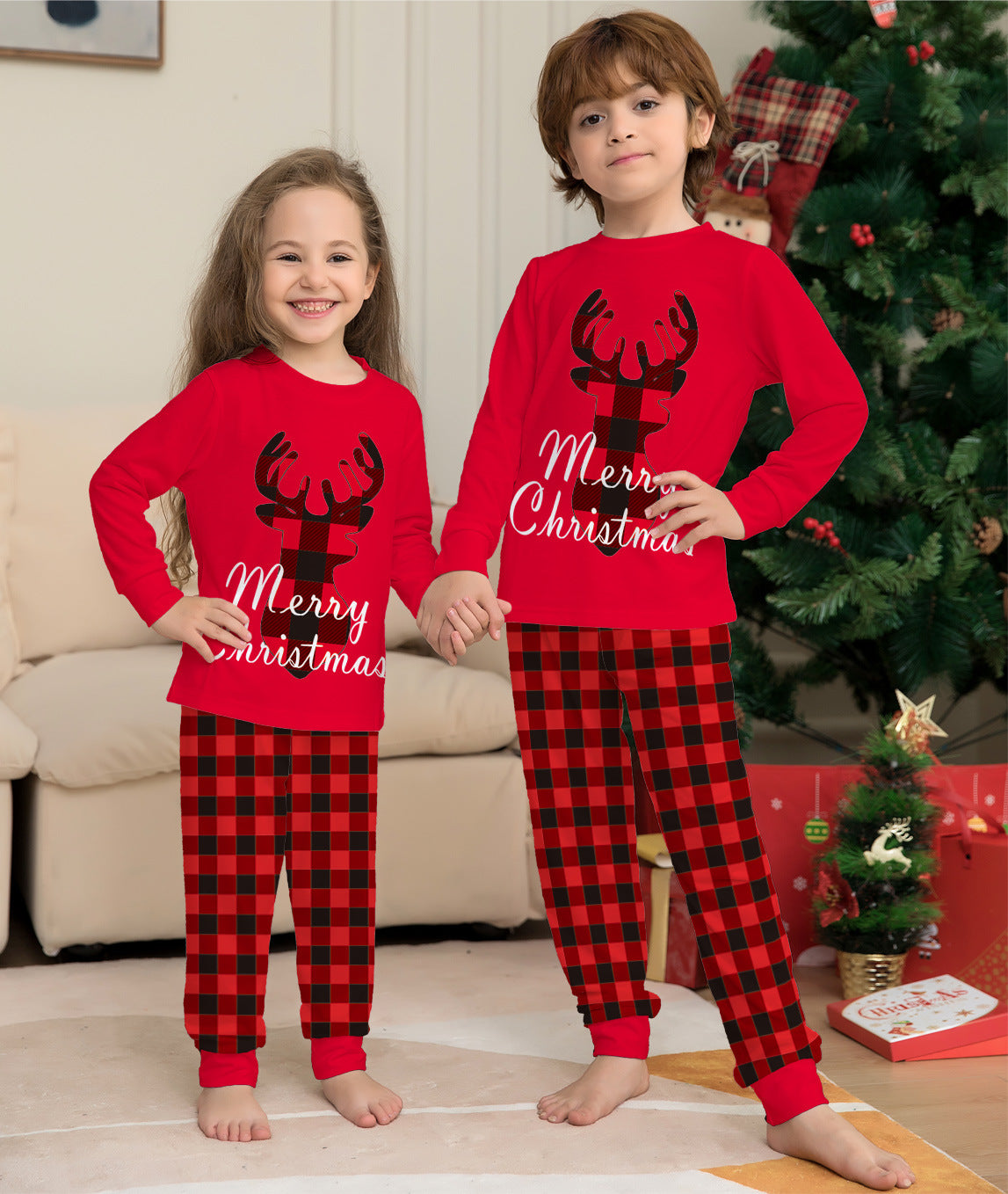 Get into the Festive Spirit with Our Matching Christmas Pajama Sets for the Whole Family Featuring Elk Tops and Pants for Mom Dad Kids and Baby