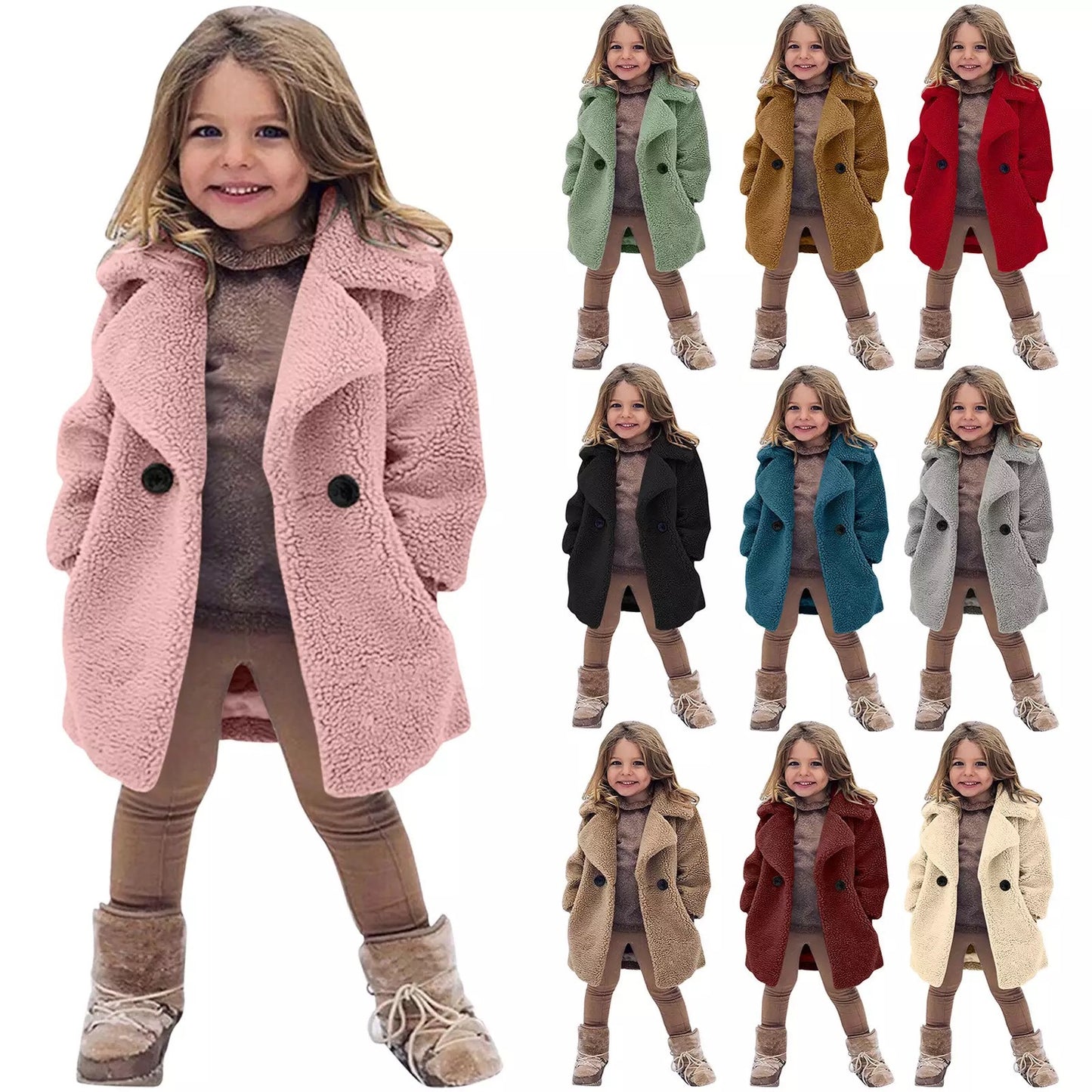 Chic and Timeless Girls Fashion Lapel Solid Color Trench Coat for Style Queens