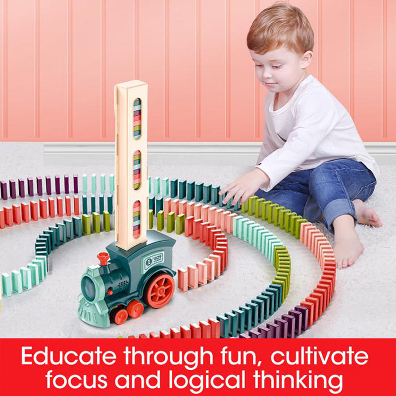 Domino Train Toy Automatic Release Electric Building Blocks Car Puzzle for Baby Fun