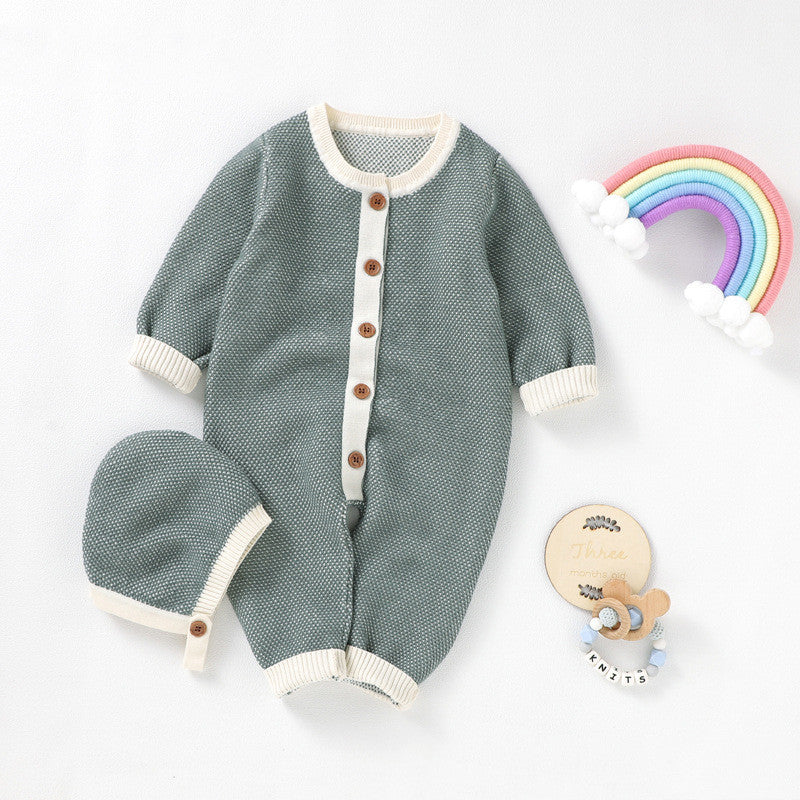 New Baby Jumpsuit With Front Buckle Warm Romper