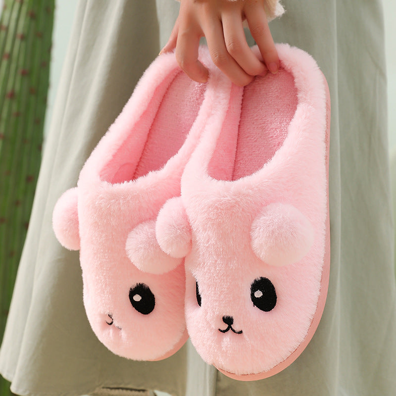 Winter Cartoon Cotton Slippers for Women - Warm and Non-Slip