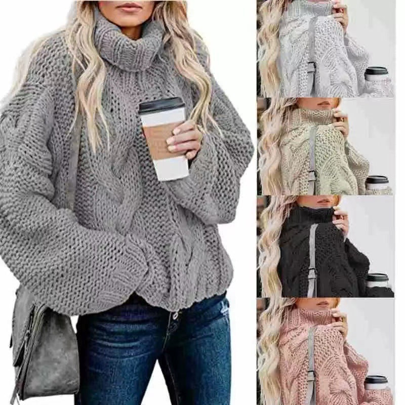 Women's Casual Turtleneck Pullover Sweater: Striped, Loose-Fitting, Trendy for 2023