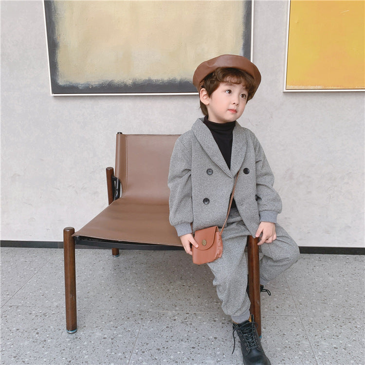 Fashion Boys' Spring And Autumn Winter Suit Set