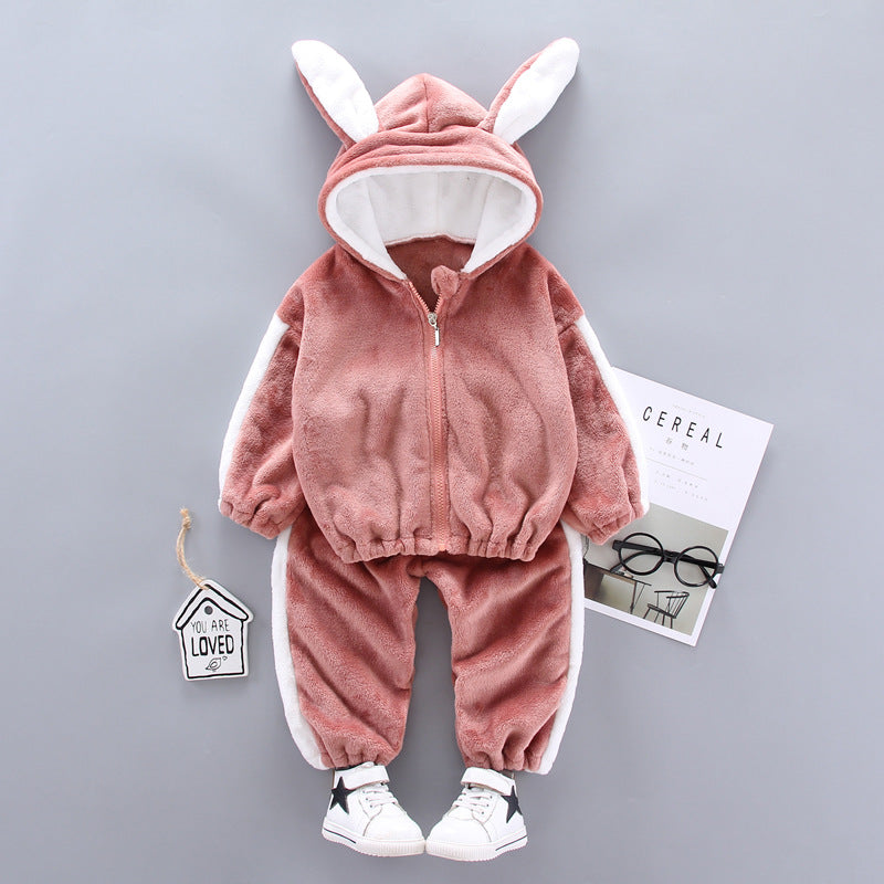 Cozy Flannel Zipper Suit for Autumn and Winter Perfect for Children