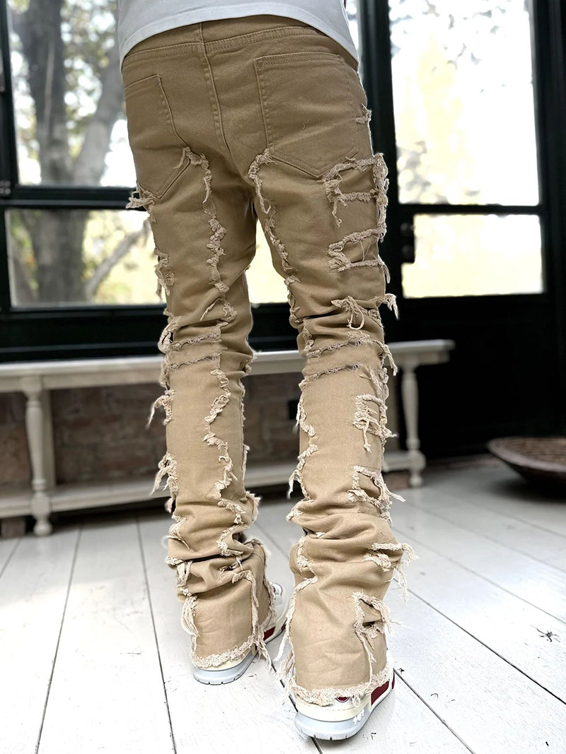 Stacked Jeans for Men: Unique Individual Patched Pants with a Contemporary Twis