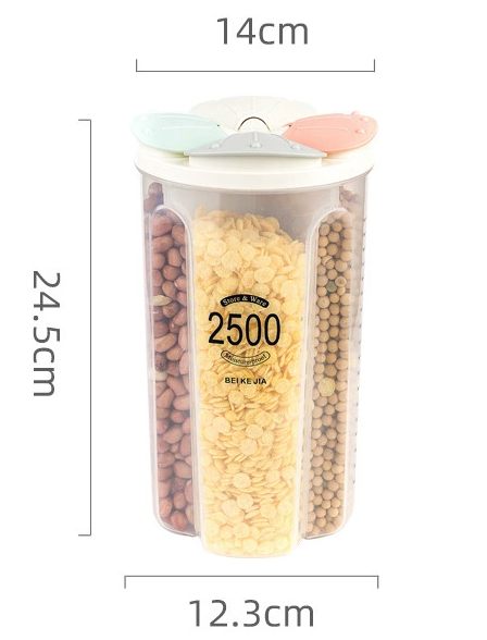 Grains Sealed Cans Plastic Compartment Storage Cans Kitchen Household