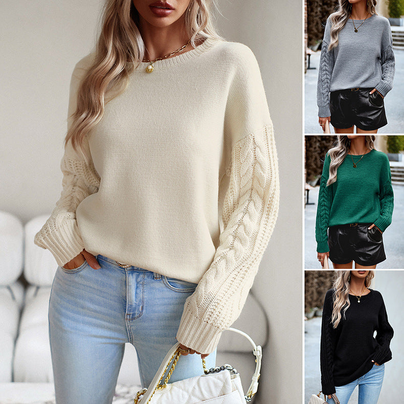 Women's Batwing Sleeve Fall Sweater: Fashionable Oversized Ribbed Knit