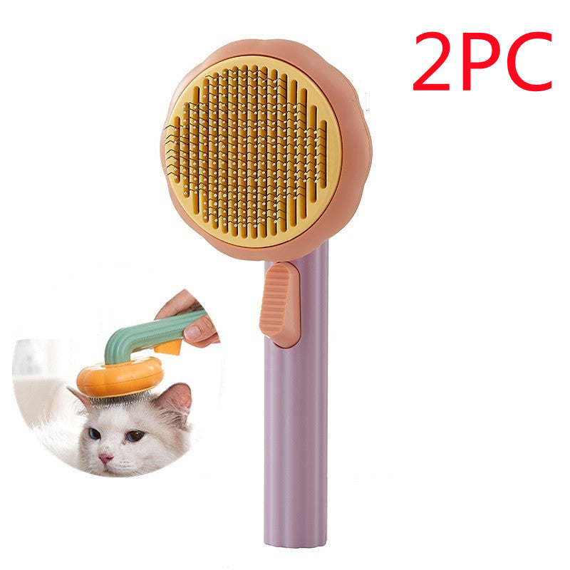 Hot Selling Pet Cat Brush: Self-Cleaning Steel Wire Comb