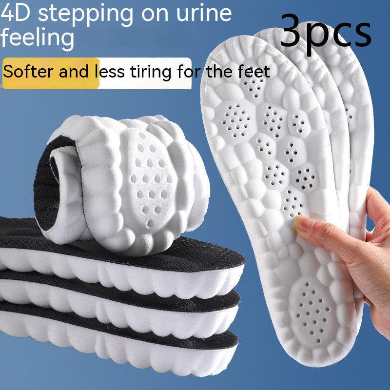 Elevate Your Comfort 4D Cloud Technology PU Massage Instep Insoles with High Elastic Shock Absorption