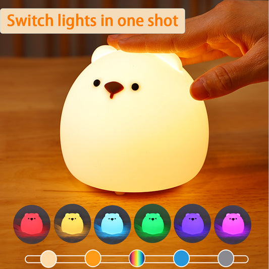 Rechargeable Colorful Bear Night Light for Kids' Bedrooms