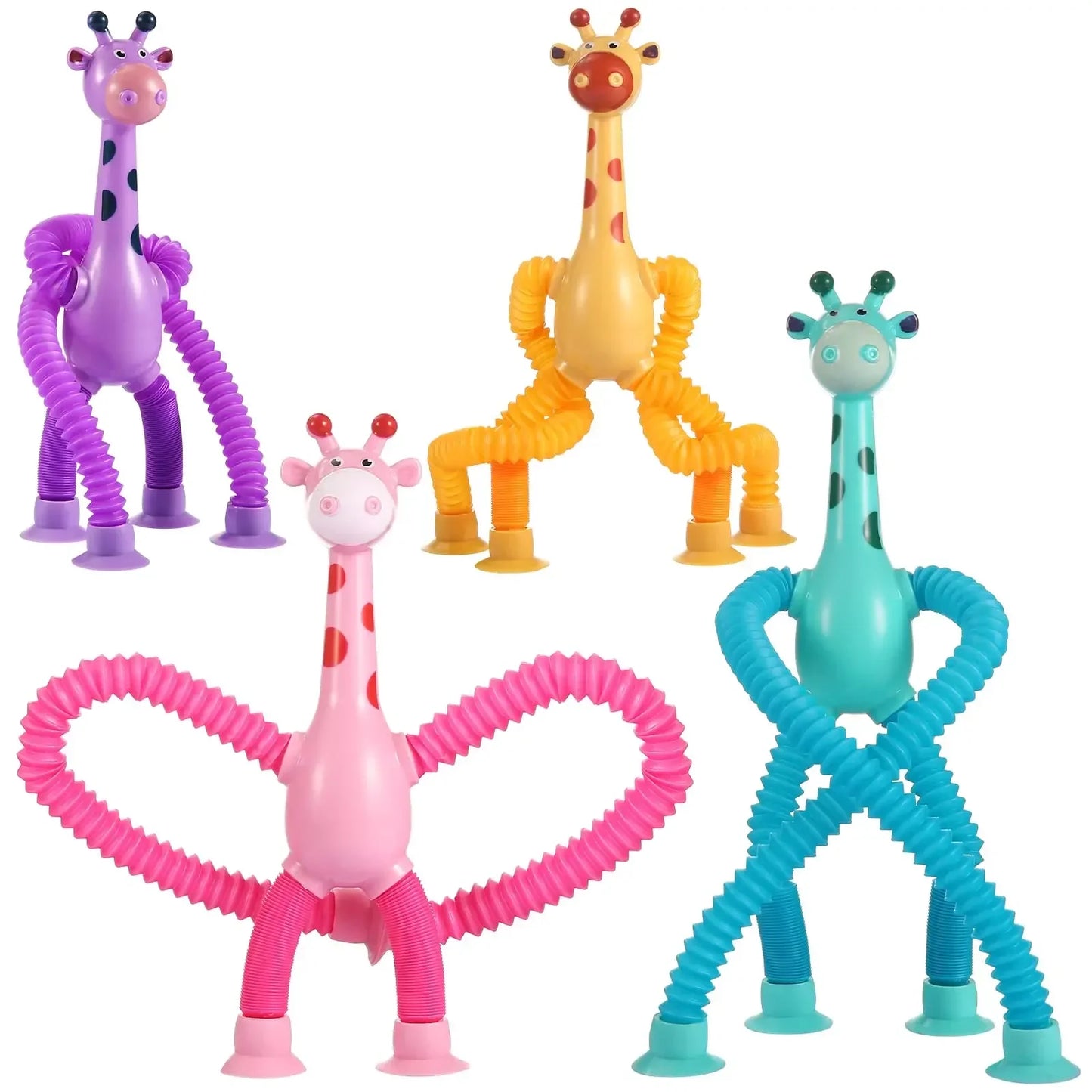 Suction Cup Toys Kids Giraffe Pop Tube Sensory Playing Early Education Stress Relief Squeeze Fidget Games