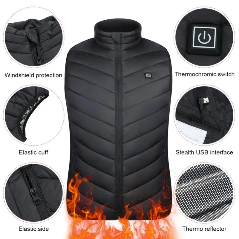 USB Heated Vest Electric Heating Jacket for Men and Women 17 Heating Zones Winter Bodywarmer