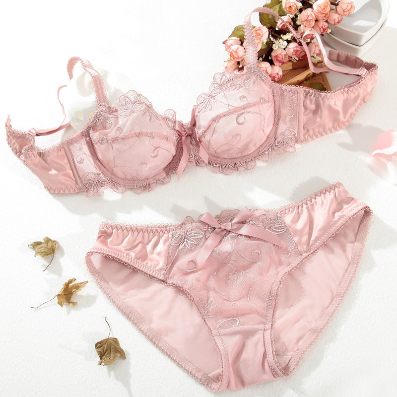 Sexy Lace Transparent Bra Set Ultra-thin Breathable Large Size Underwear Women