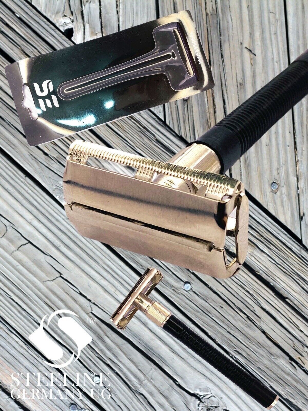 RASOIO SICUREZZA TRE PEZZIPETTINE CHIUSO OMEGA DOUBLEEDGE SAFETY RAZOR Butterfly