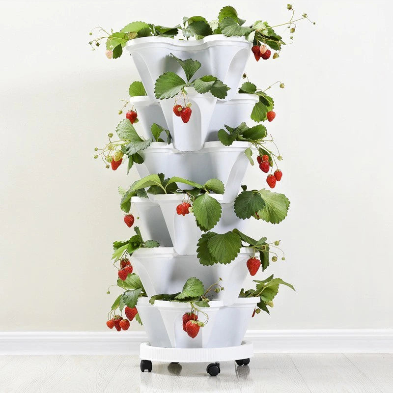 PP Three-Dimensional Flower Pot Strawberry Basin Multi-Layer Superimposed Cultivation Pot Vegetable Melon Fruit Planting Pot