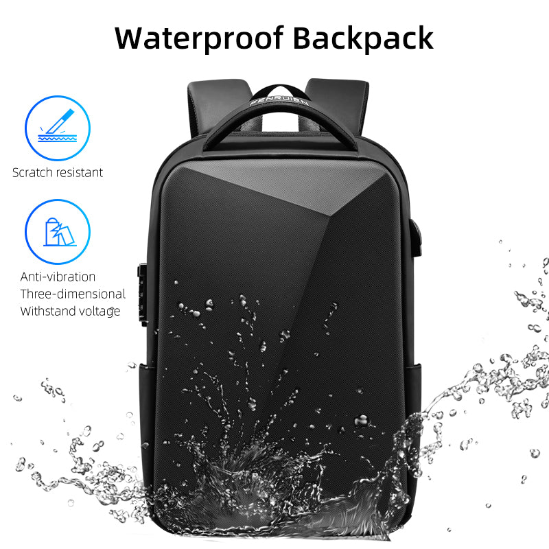 "Newly Designed Men's Business Travel Backpack with Anti-Theft and Waterproof Features, USB Charging Port, and Brand Logo"