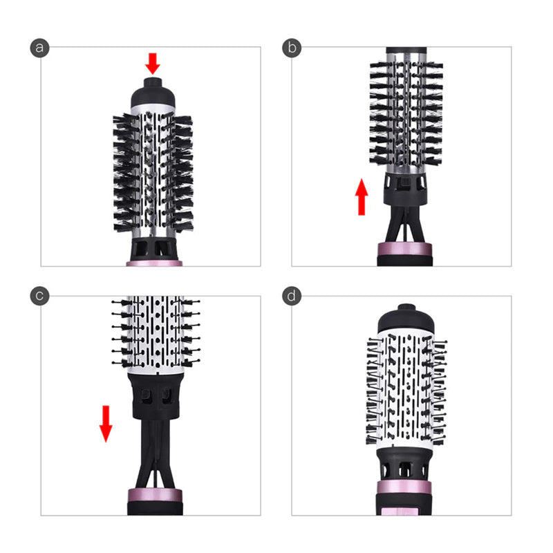 3In1 Electric Volumizer One Step Heat Air Comb Styling Brush Hair Curler Hot Air Hair Dryer Salon Straightener Rotating