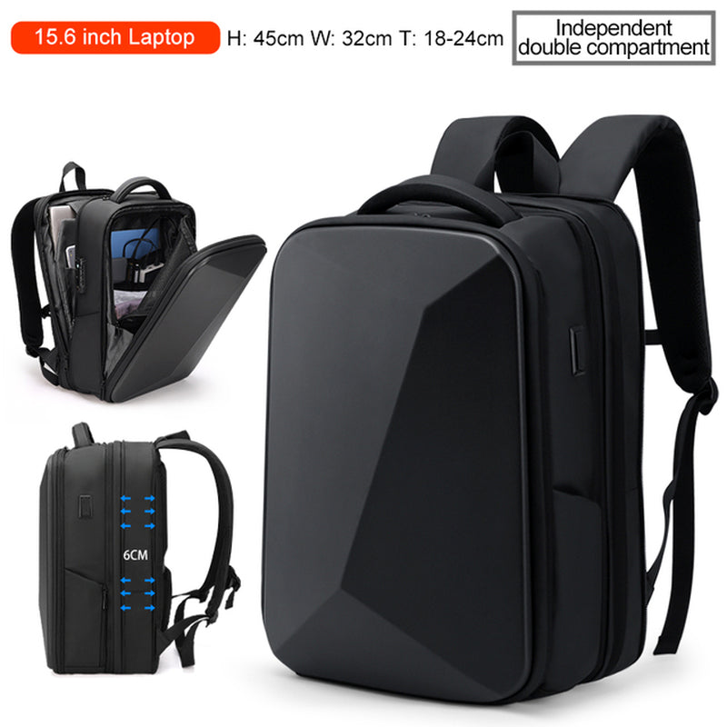 "Newly Designed Men's Business Travel Backpack with Anti-Theft and Waterproof Features, USB Charging Port, and Brand Logo"