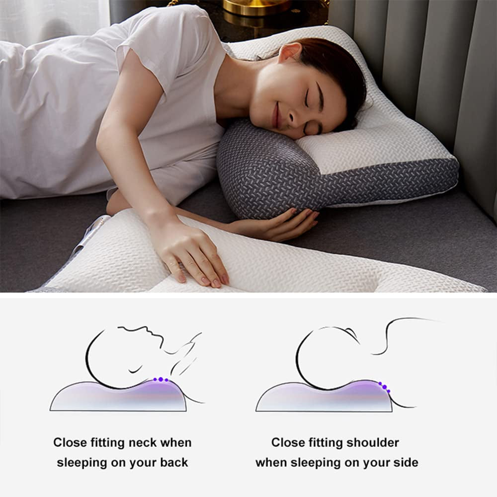 Super Ergonomic Pillow Ergonomic Neck Pillow Protect Neck Spine Orthopedic for All Sleeping Positions Cervical Contour Pillow