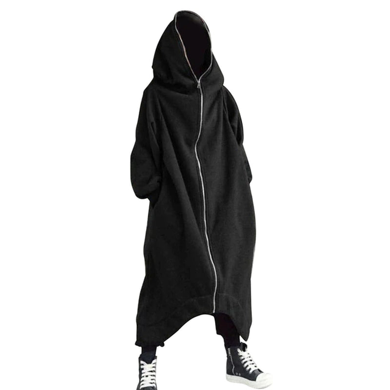 "Stylish Unisex Long Sleeve Hooded Nazgul Coat with Zipper Closure and Fleece Lining - Trending Long Hoodie for Sale with Convenient Dropshipping Option"