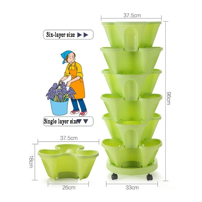 PP Three-Dimensional Flower Pot Strawberry Basin Multi-Layer Superimposed Cultivation Pot Vegetable Melon Fruit Planting Pot