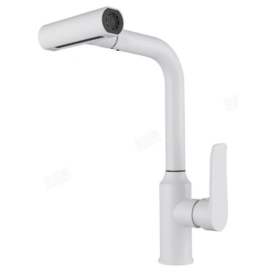 Waterfall Kitchen Faucet Pull out Stream Sprayer Stainless Steel Hot Cold Single Hole 360 ° Rotation