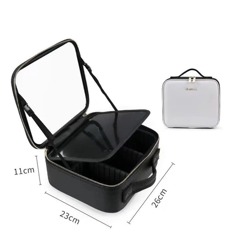 Women LED Light Cosmetic Bag Mirror Cosmetic Case Luxury PU Large Capacity Portable Travel Makeup Bags for Women