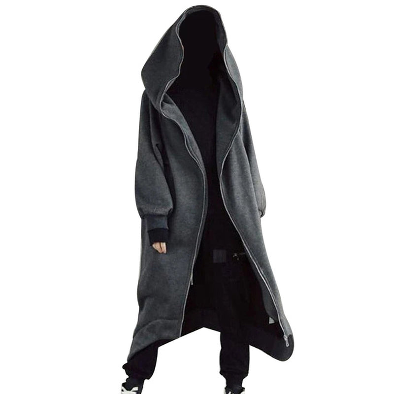 "Stylish Unisex Long Sleeve Hooded Nazgul Coat with Zipper Closure and Fleece Lining - Trending Long Hoodie for Sale with Convenient Dropshipping Option"