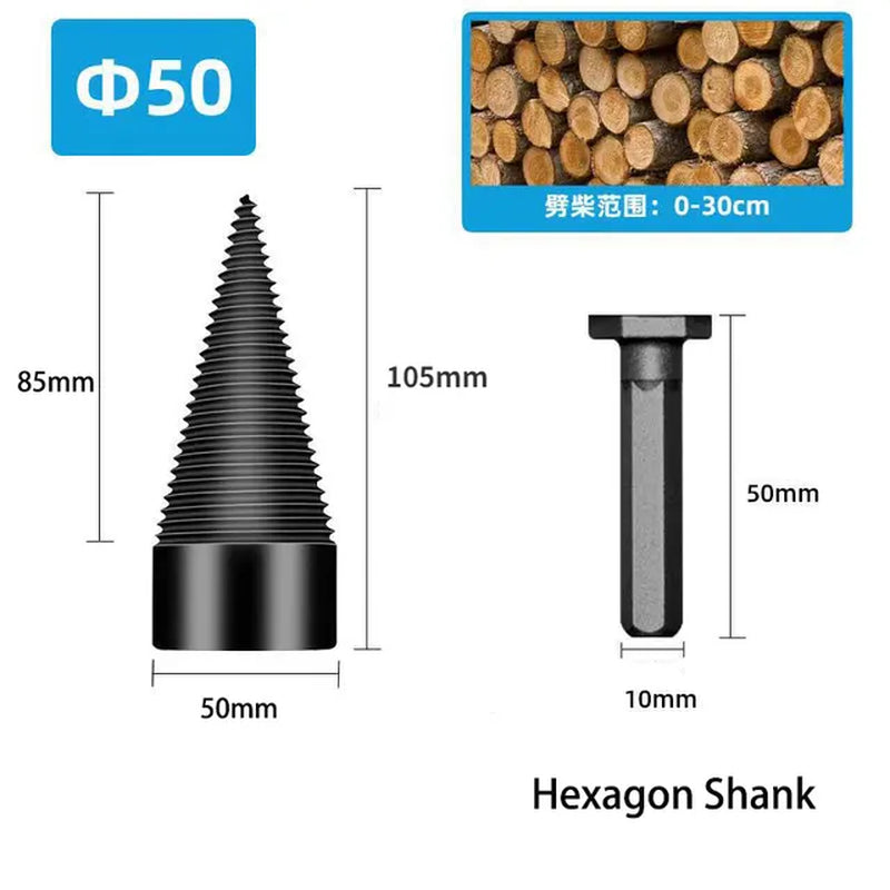 32/38/42/45/50Mm Wood Drill Bit Twist Firewood Splitting Drill Bit Wood Splitter Screw Cones Bit Square round Drill Bit for Wood