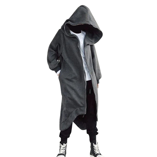 "Stylish Unisex Long Sleeve Hooded Nazgul Coat with Zipper Closure and Fleece Lining - Trending Long Hoodie for Sale with Convenient Dropshipping Option"