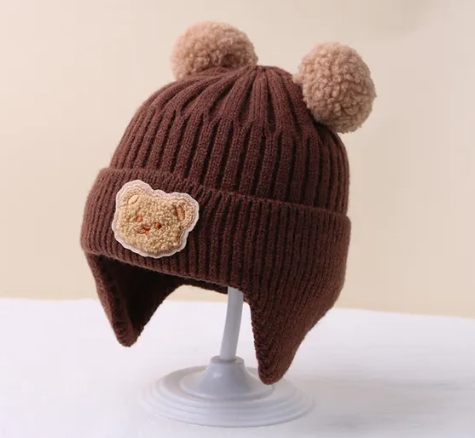 Cute Bear Ear Protection Hat: Baby Winter Woolen Hat for Thickened Warmth and Style