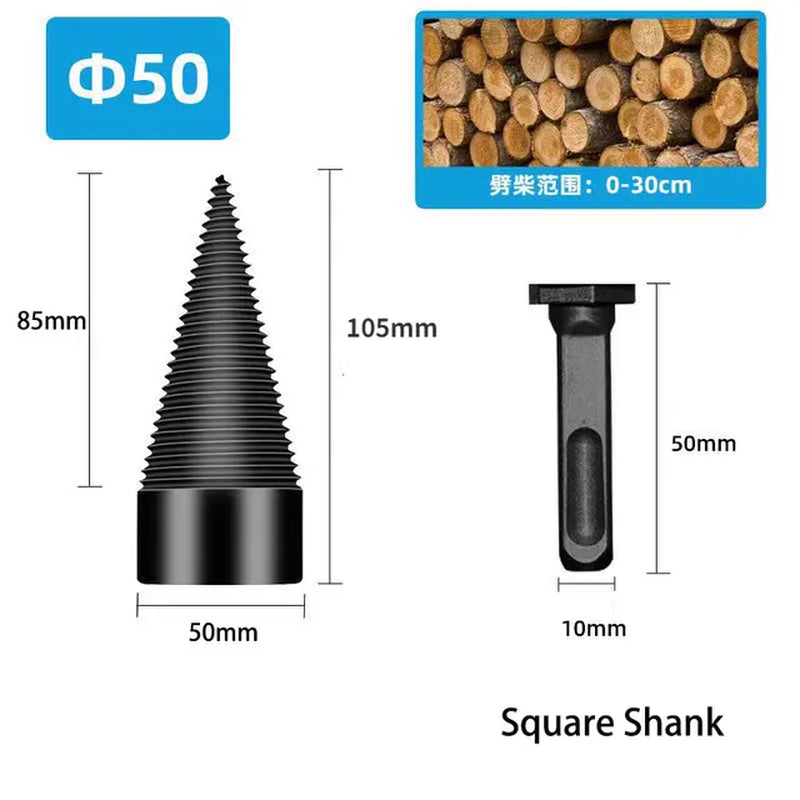 32/38/42/45/50Mm Wood Drill Bit Twist Firewood Splitting Drill Bit Wood Splitter Screw Cones Bit Square round Drill Bit for Wood