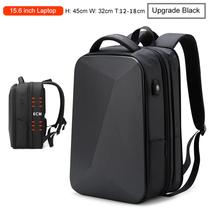 "Newly Designed Men's Business Travel Backpack with Anti-Theft and Waterproof Features, USB Charging Port, and Brand Logo"