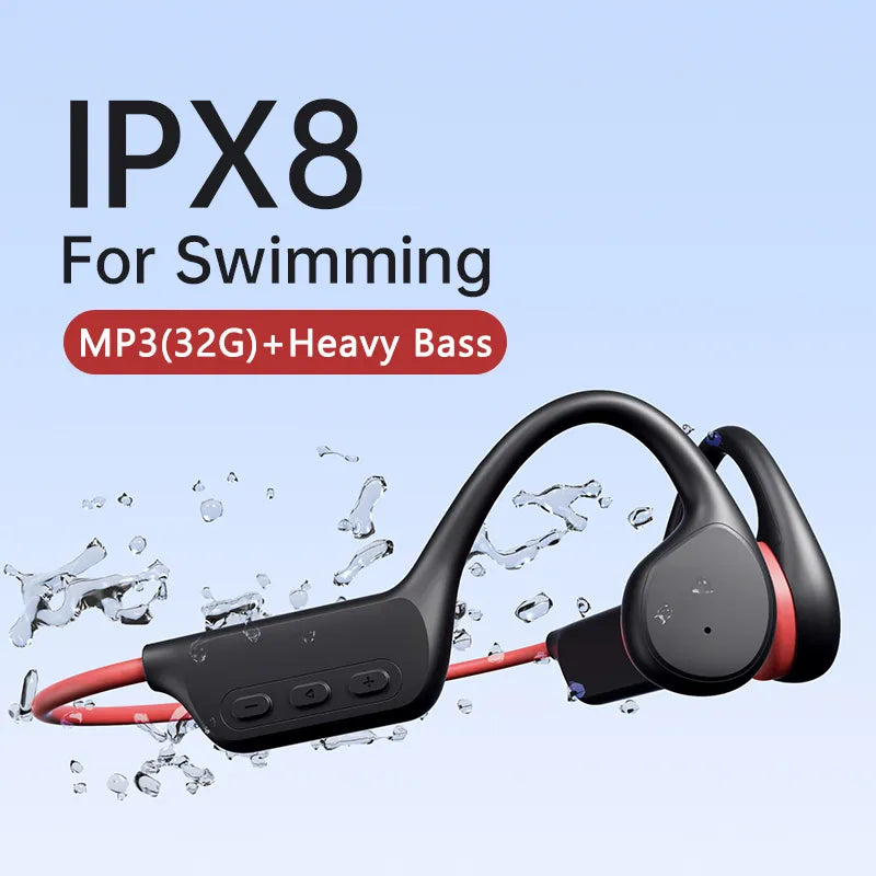 IPX8 Waterproof Bone Conduction Bluetooth Earphones for Swimming