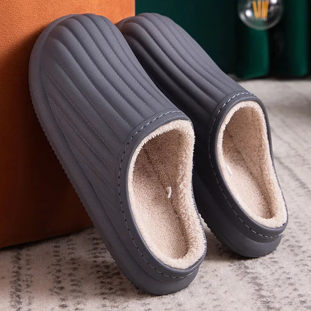 Men'S Slippers Home Plush Slipper Female Winter Warm Slippers Women Thick Bottom Waterproof Shoes Men Indoor Non-Slip Footwear