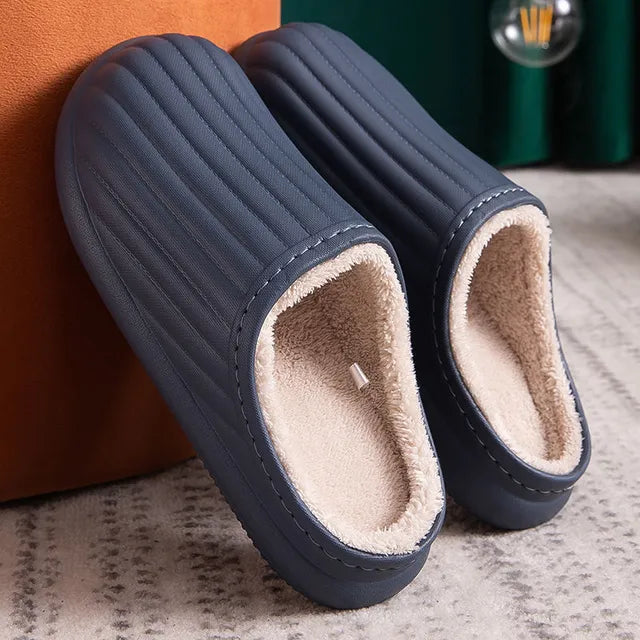 Men'S Slippers Home Plush Slipper Female Winter Warm Slippers Women Thick Bottom Waterproof Shoes Men Indoor Non-Slip Footwear