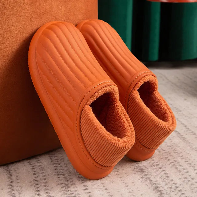 Men'S Slippers Home Plush Slipper Female Winter Warm Slippers Women Thick Bottom Waterproof Shoes Men Indoor Non-Slip Footwear