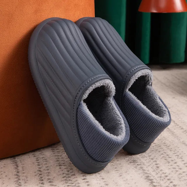 Men'S Slippers Home Plush Slipper Female Winter Warm Slippers Women Thick Bottom Waterproof Shoes Men Indoor Non-Slip Footwear