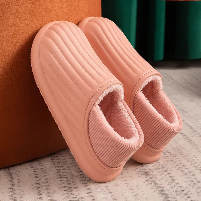 Men'S Slippers Home Plush Slipper Female Winter Warm Slippers Women Thick Bottom Waterproof Shoes Men Indoor Non-Slip Footwear