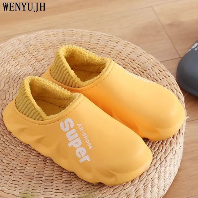 Men'S Slippers Home Plush Slipper Female Winter Warm Slippers Women Thick Bottom Waterproof Shoes Men Indoor Non-Slip Footwear