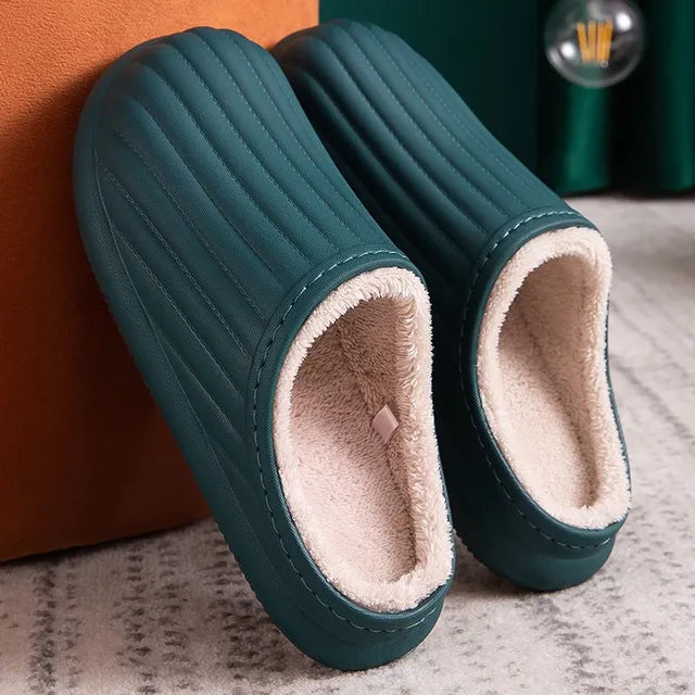 Men'S Slippers Home Plush Slipper Female Winter Warm Slippers Women Thick Bottom Waterproof Shoes Men Indoor Non-Slip Footwear