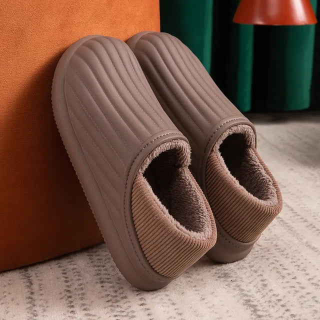 Men'S Slippers Home Plush Slipper Female Winter Warm Slippers Women Thick Bottom Waterproof Shoes Men Indoor Non-Slip Footwear