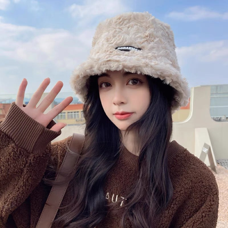 Fisherman Hat Women's Autumn And Winter 2023 New Plush Warmth Korean Style Versatile Bucket Trendy Winter Plush Basin Hat